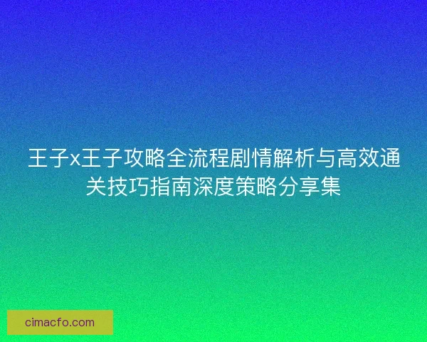 王子x王子攻略全流程剧情解析与高效通关技巧指南深度策略分享集