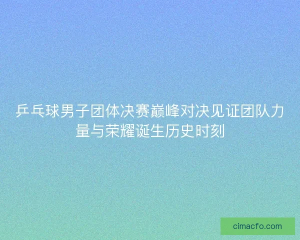 乒乓球男子团体决赛巅峰对决见证团队力量与荣耀诞生历史时刻